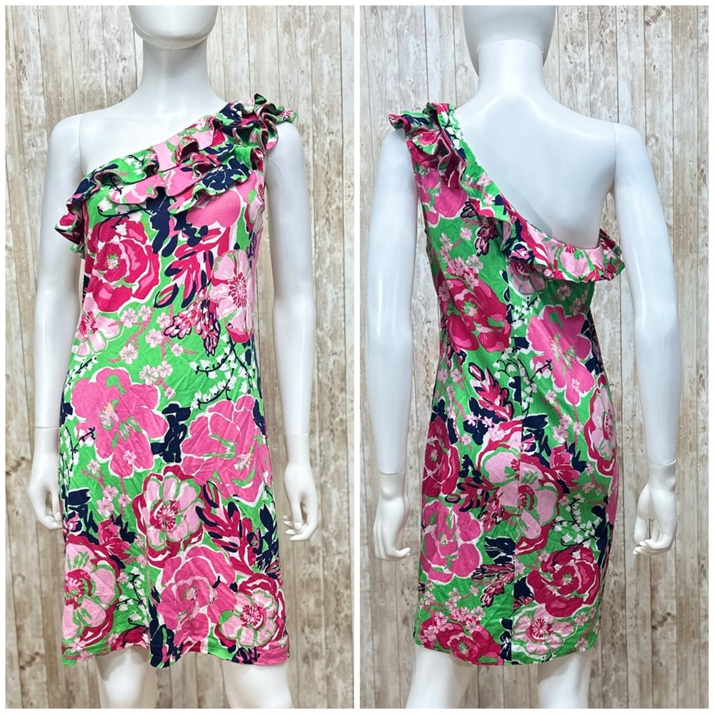 Lilly Pulitzer Whinnie A Thing Called Love One Shoulder Ruffle Mini Dress [2036]